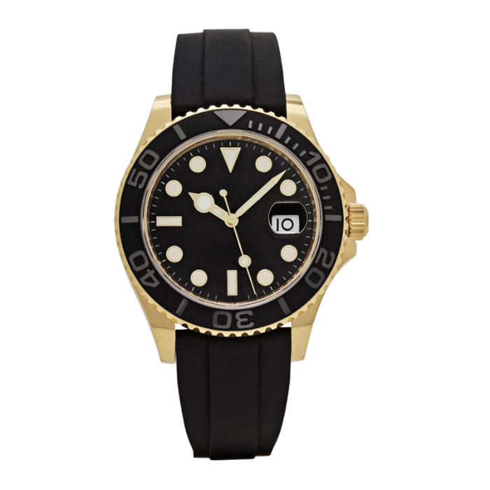 Sport 42 – Black Dial | Gold Tone Case & Rubber Strap